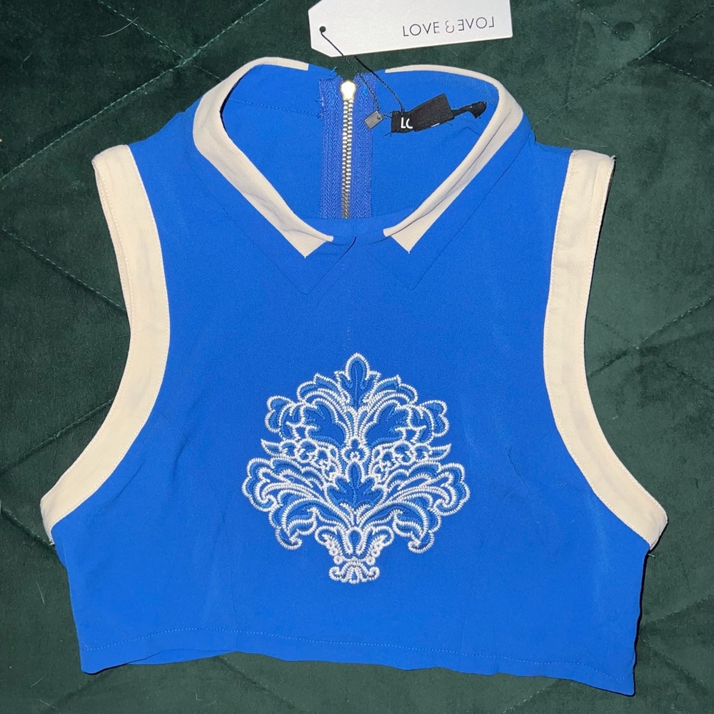 Blue Collar Crop Top